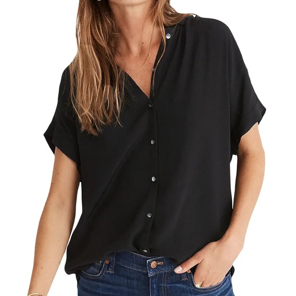 Madewell - Central Drapey Shirt - Black - XS